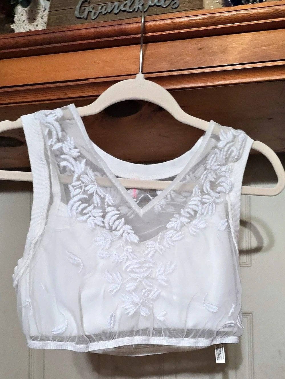 Free People Sofia Embroidered Tank White Crop Top